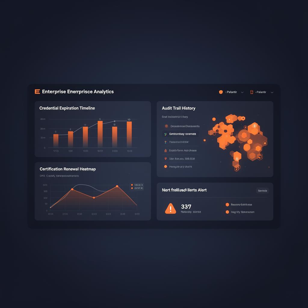 VeloraPay enterprise compliance analytics with credential timelines and audit history
